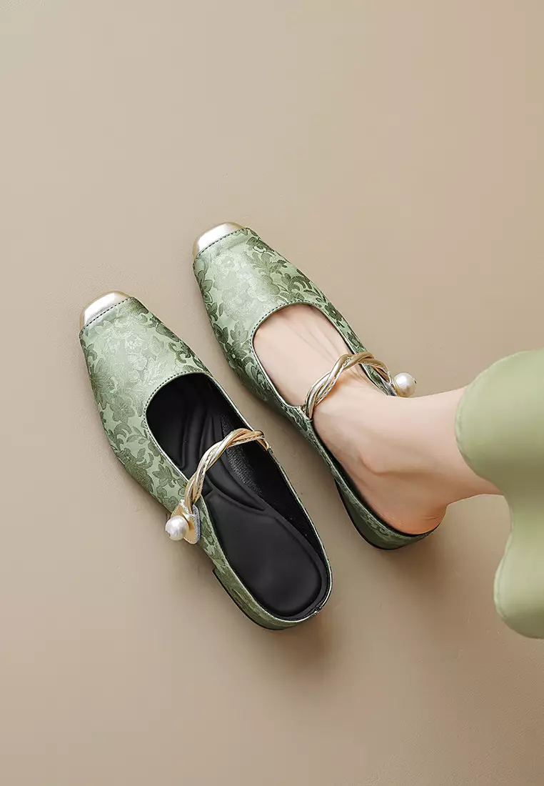 3.5CM Pearl Strap Satin Mules WW958-3