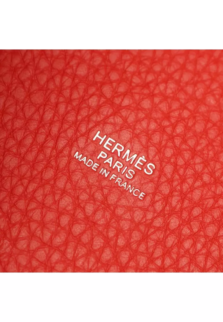 Pre-Loved Hermès Picotan Lock PM rouge tomato Handbag Clemence leather Red silver hardware A stamp