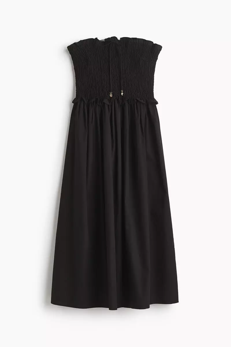 Smocked-bodice bandeau dress