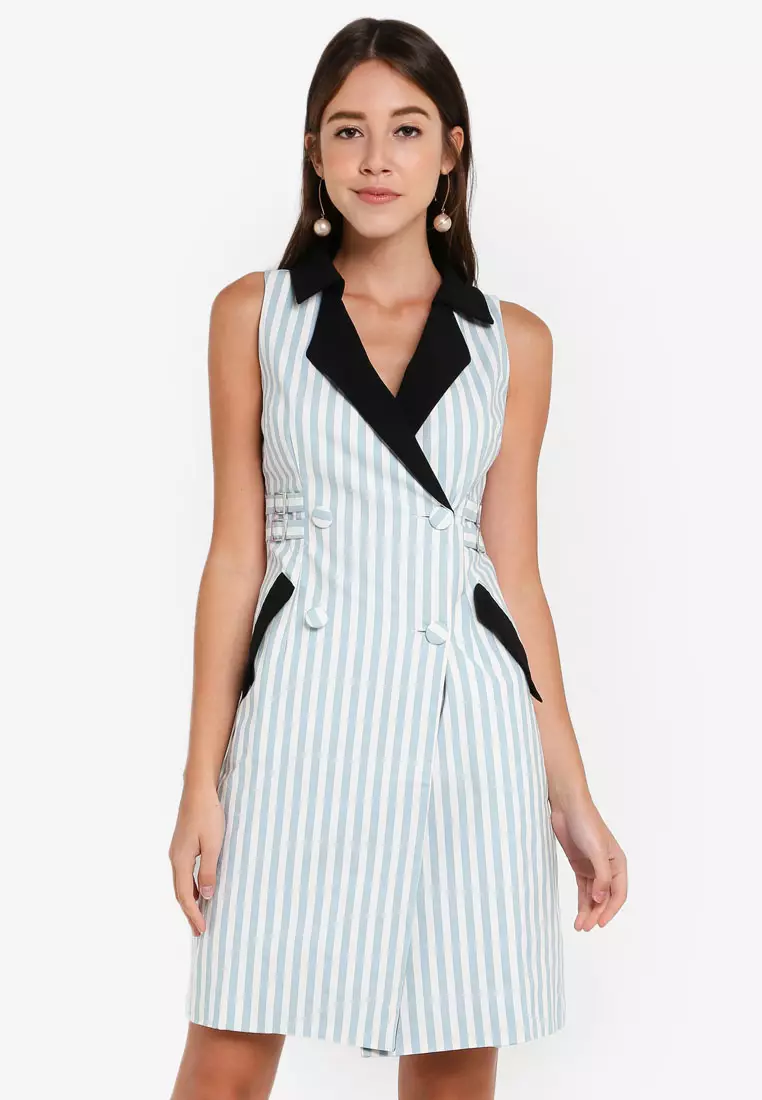 Buy Megane Alisanne Double Breasted Suit Dress in Stripes 2024