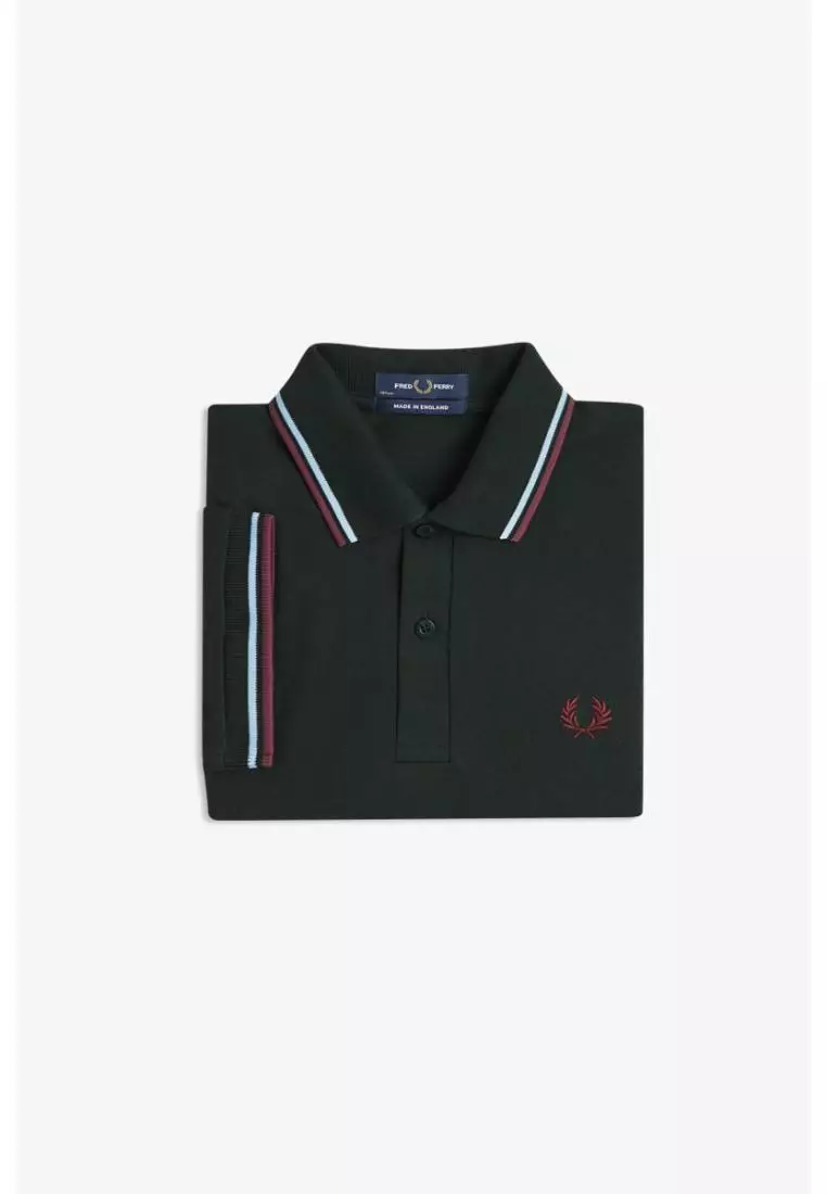 Fred Perry M12 Twin Tipped Fred Perry Shirt (Night Green / Ice / Oxblood)
