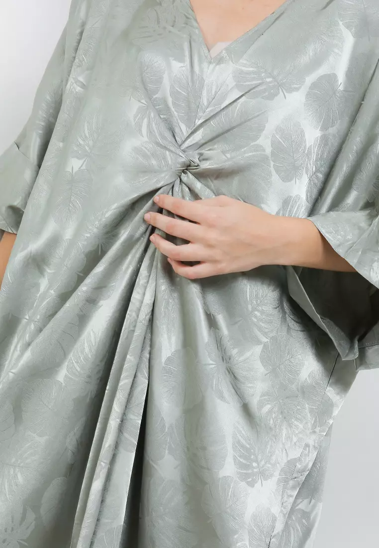 Printed Silk Sateen Twisted Kaftan