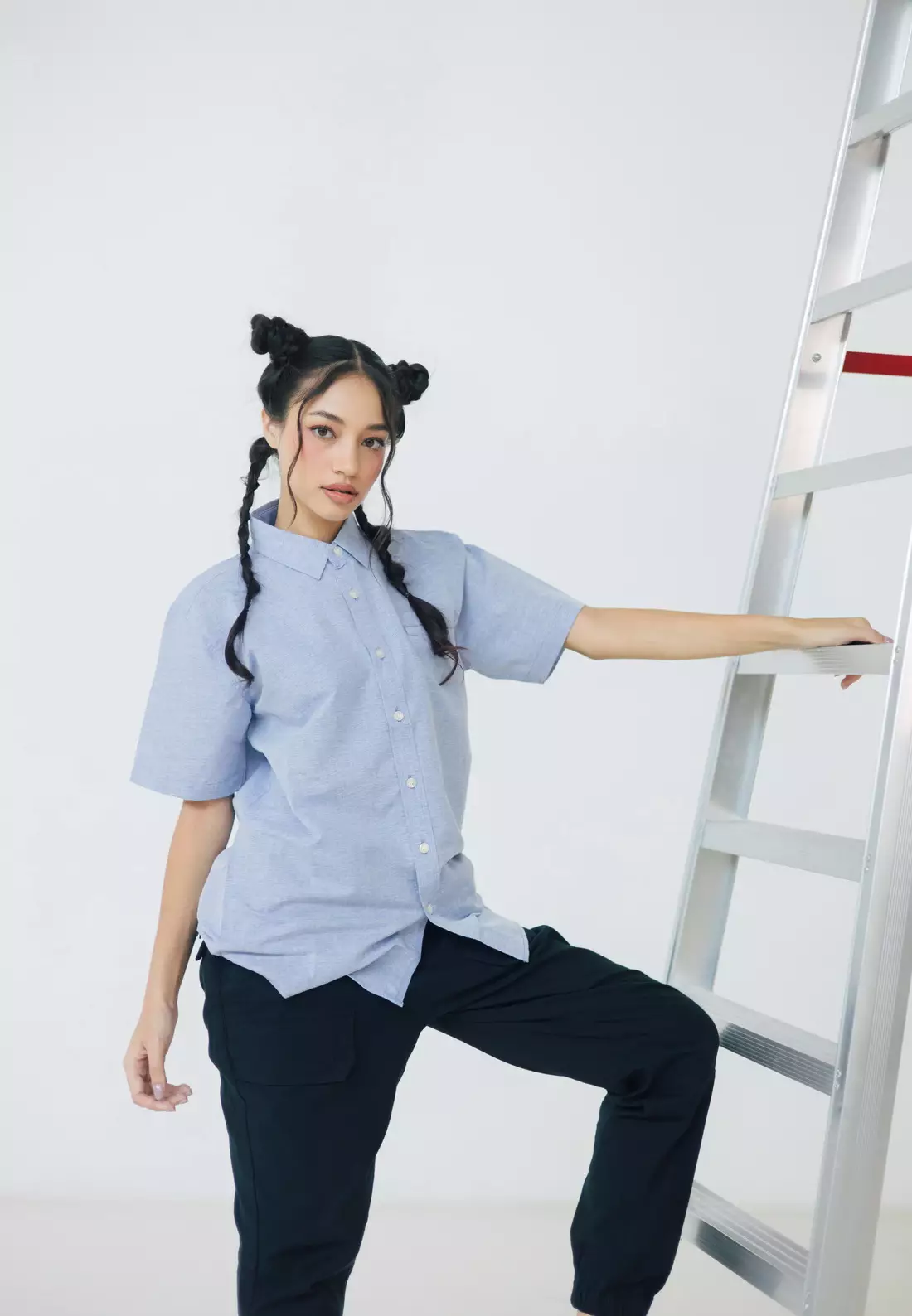 RBJ Kemeja Polos Cotton Slub Biru Regular Fit Pria