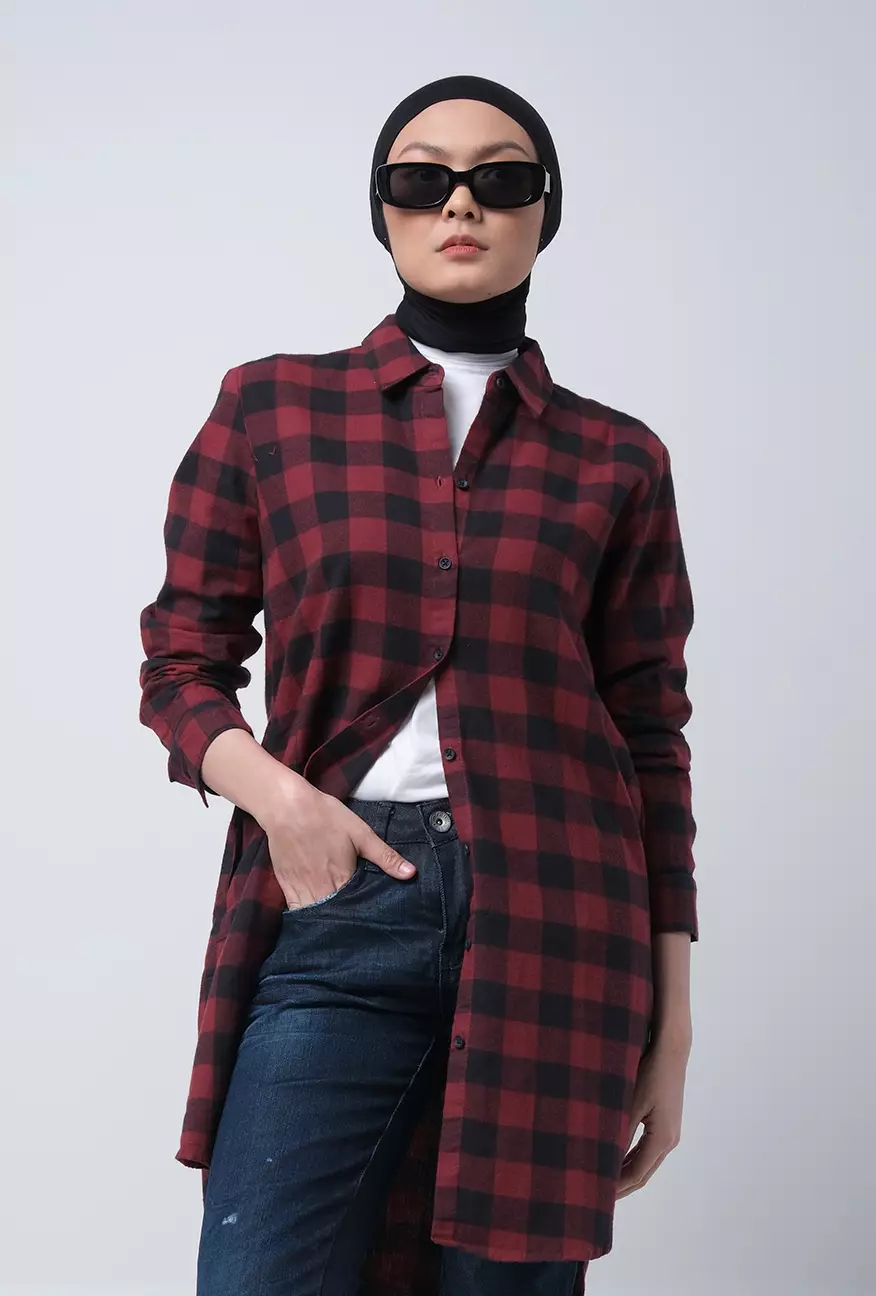 Kemeja Wanita Zelda Red Black