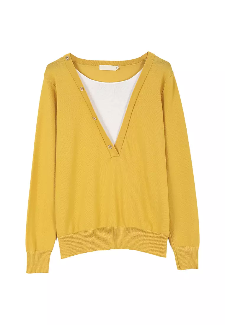 White and cheap yellow sweater