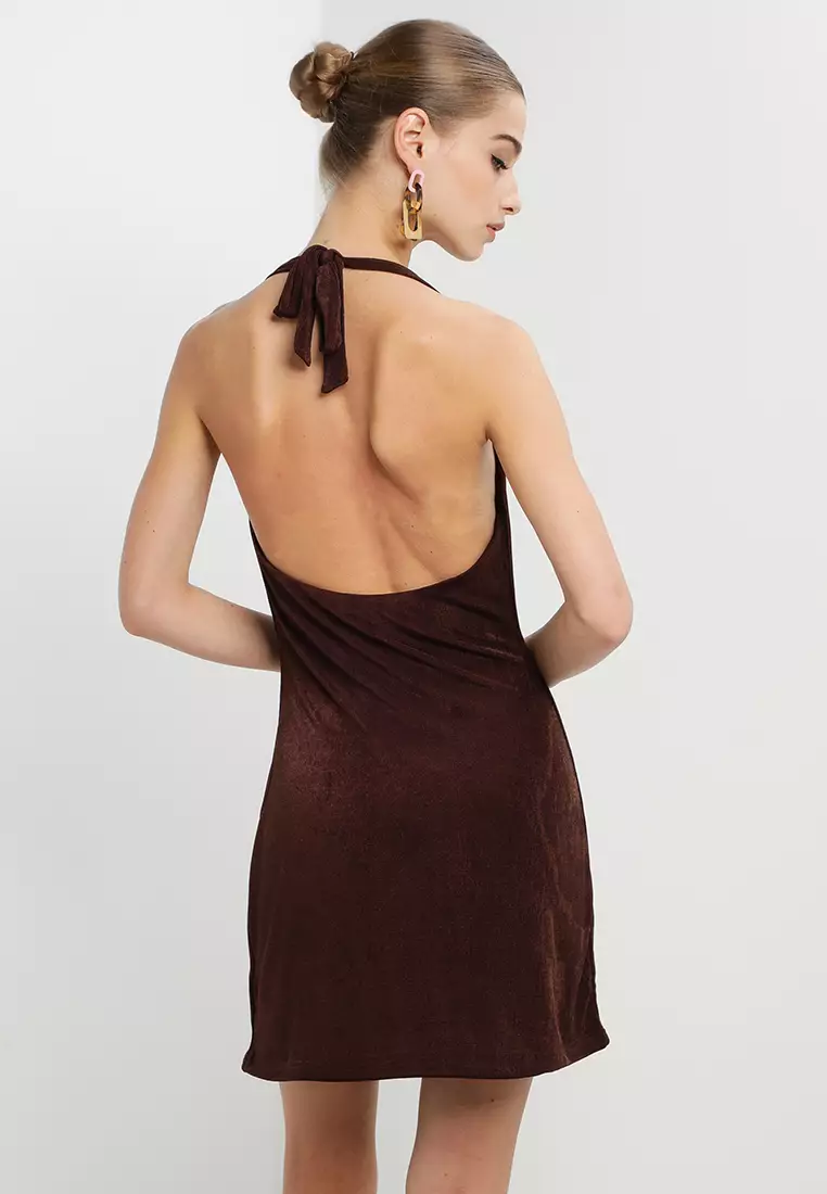 short brown dress outfit Nellie Mini Dress Brown Polka Dot Tall
