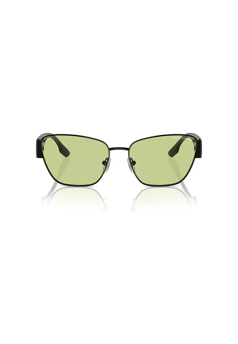 Women's Irregular Frame Black Metal Sunglasses - AX2051S