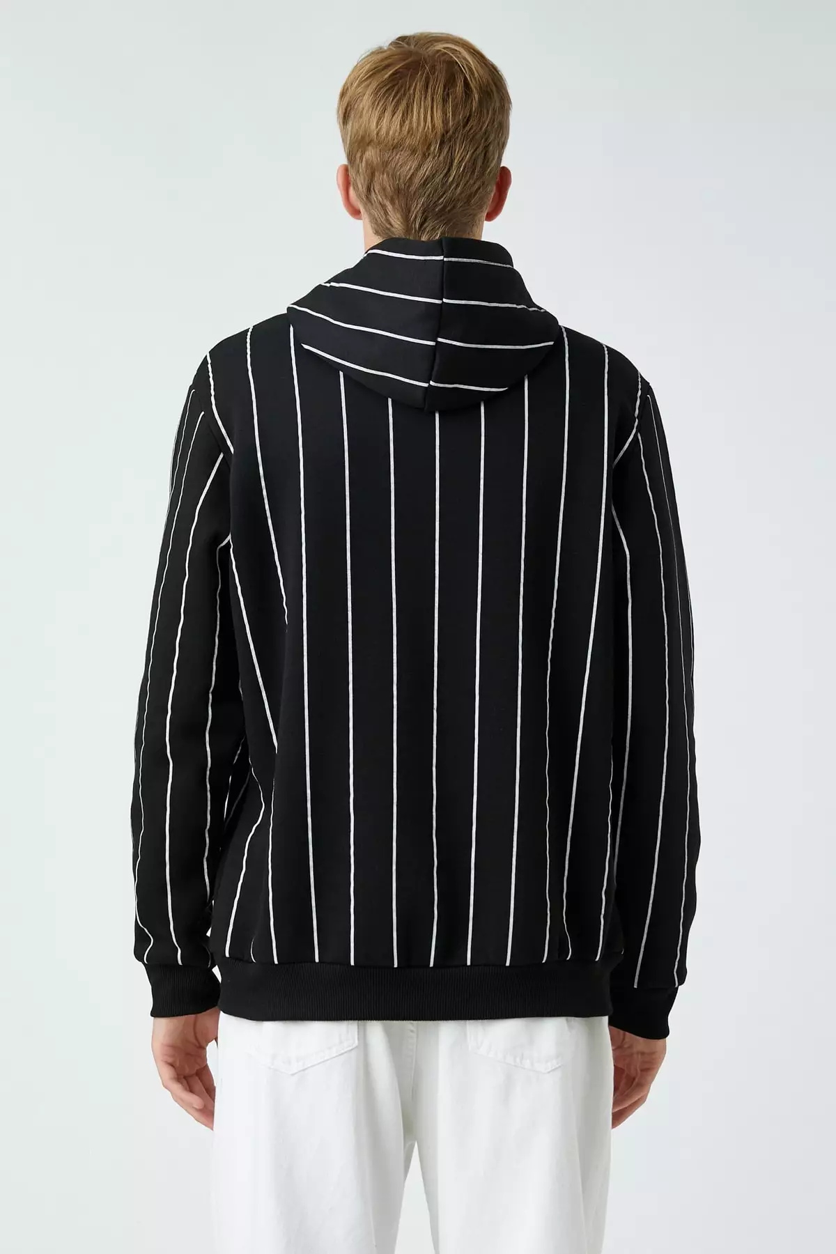 White and sale black striped hoodie