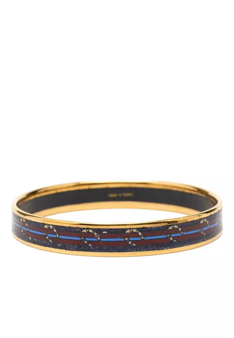 Pre-Loved Hermès Narrow Horse Horseshoe Cloisonne Enamel Bangle 62