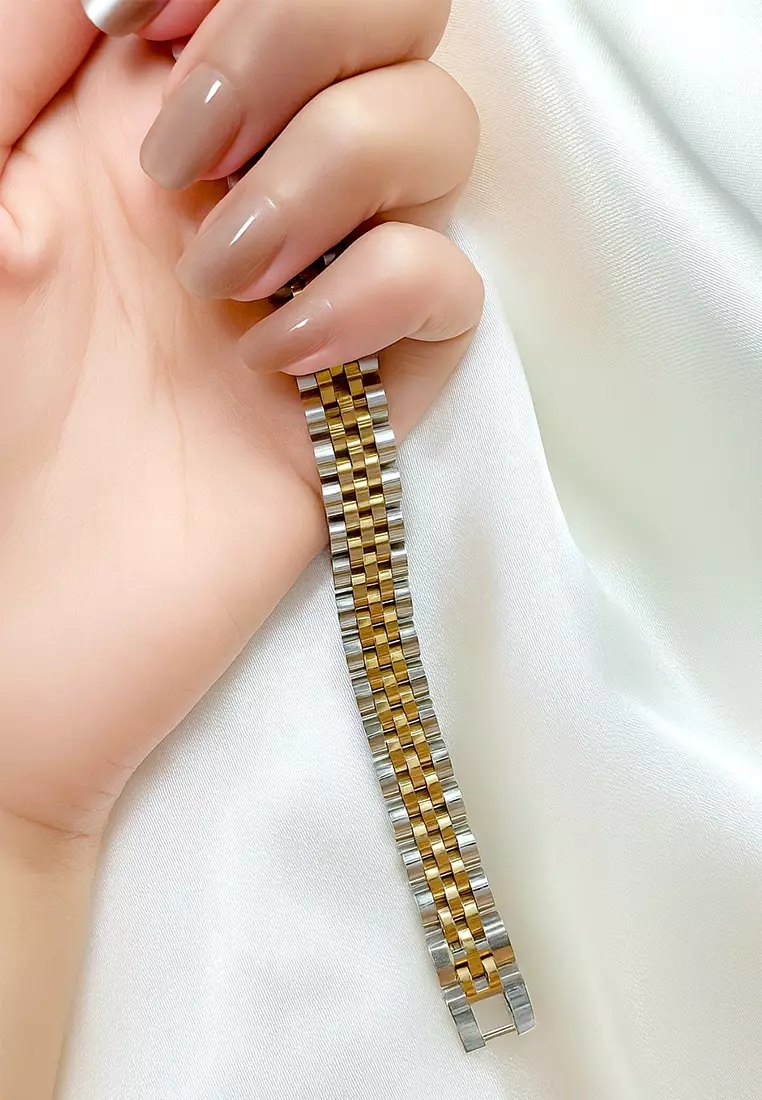Brick Dual Tone Gold Layered Stainless Steel Bracelet
