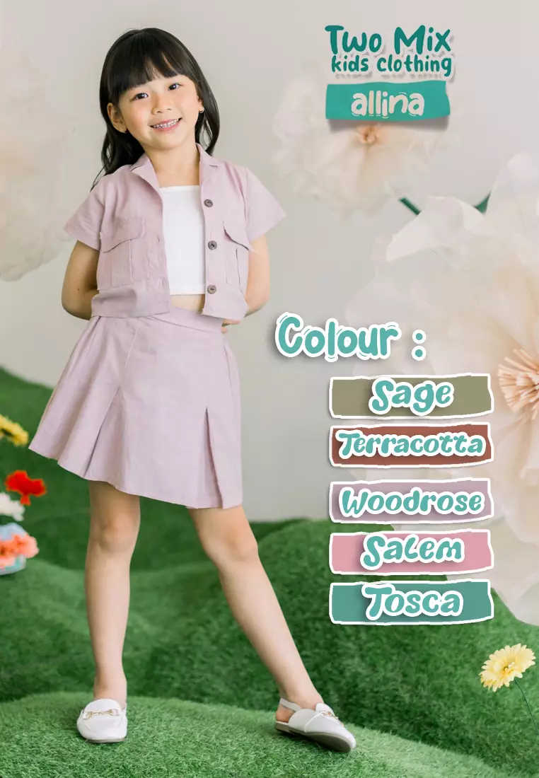 Two Mix - Setelan Rok Anak Perempuan- Allina Set Rompi Anak Cewek 1-6 Tahun 4370b Tosca