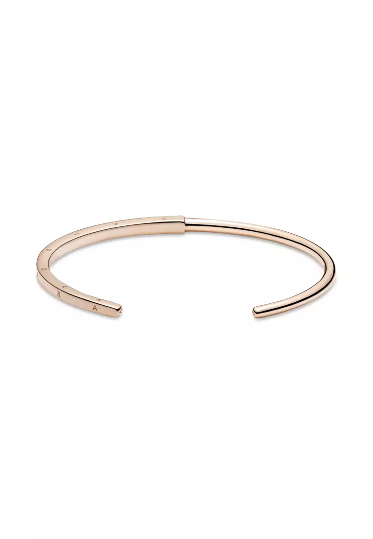 Pandora Signature I-D Bangle with 14K Rose Gold-Plated
