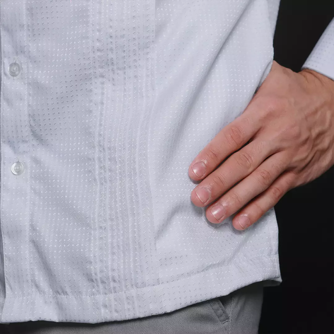 Casella Baju Koko Pria Lengan Panjang Pleats Design | Baju Koko Putih Lengan Panjang 9971 White