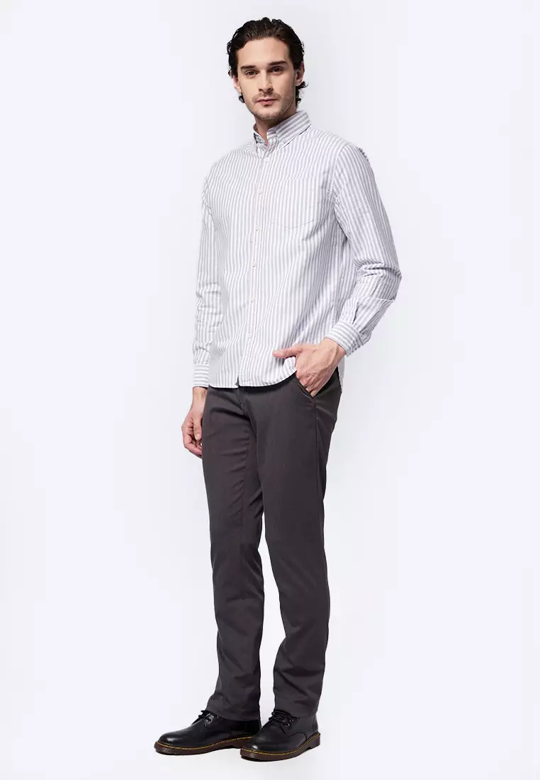 Jual WOOD Long Sleeve Stripes Oxford Shirt Original 2024 | ZALORA ...
