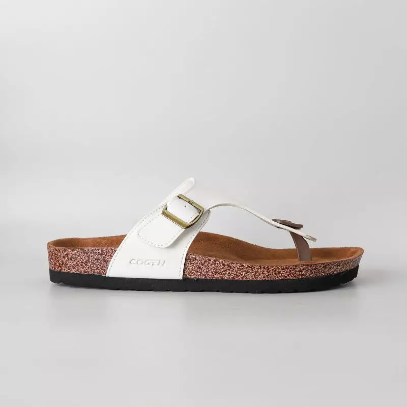 Cogen Sendal Jepit Pria Sandal Kulit Birken Vintage - Vester White
