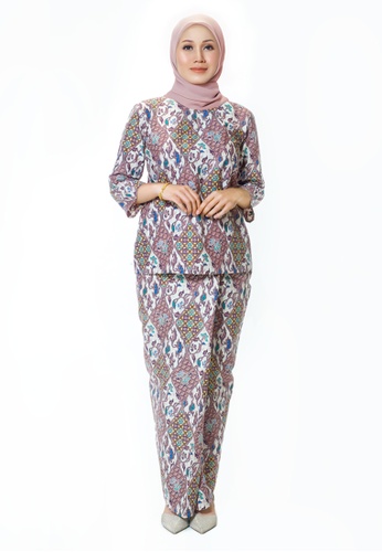 Buy House Of Olsha Batik Cotton Kurung Kedah Uda Plum 2021 Online Zalora Singapore