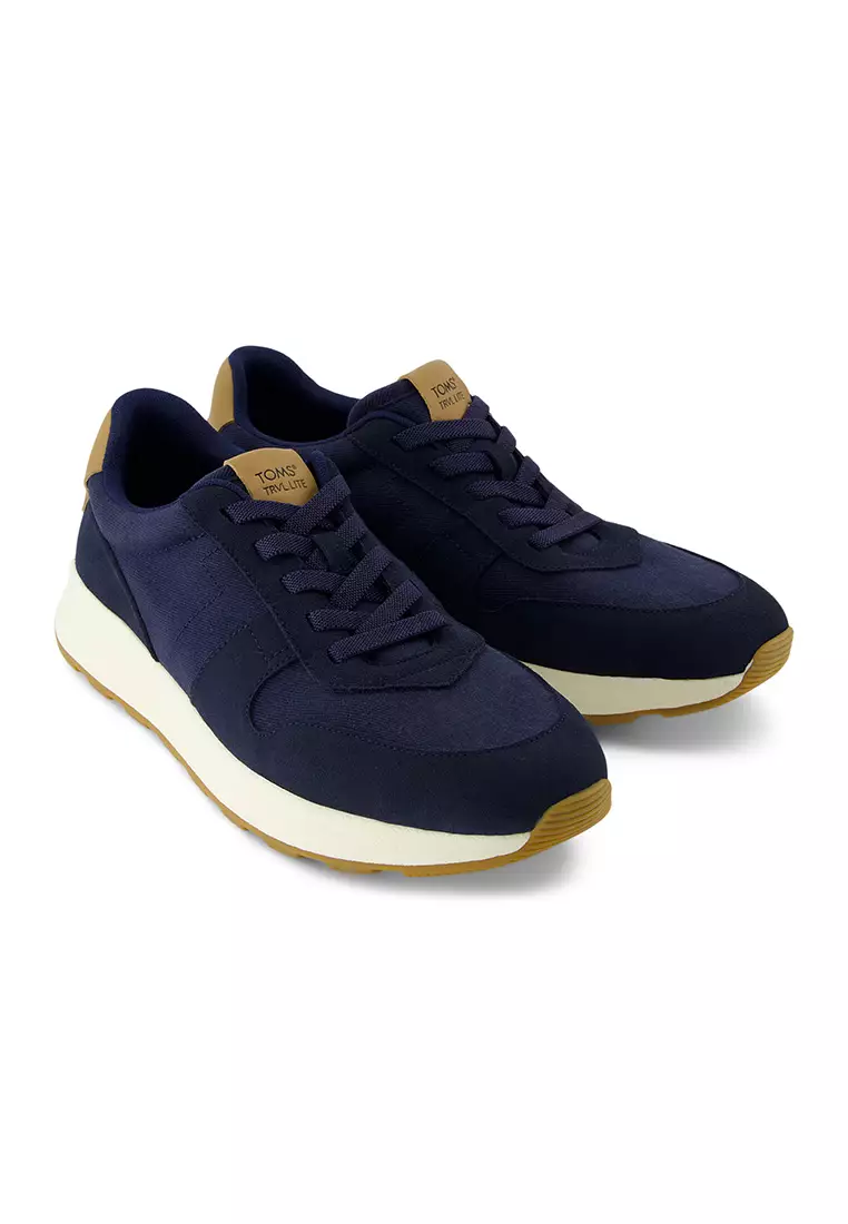 TOMS Men Travel Lite Retro Water Repellent Navy Suede Sneakers