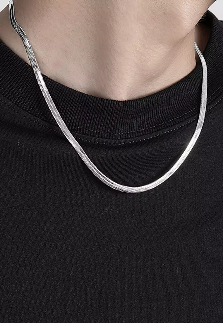 Kalung Pria Wanita Titanium Snake Bone Style Anti Pudar Fashion Cool silver color