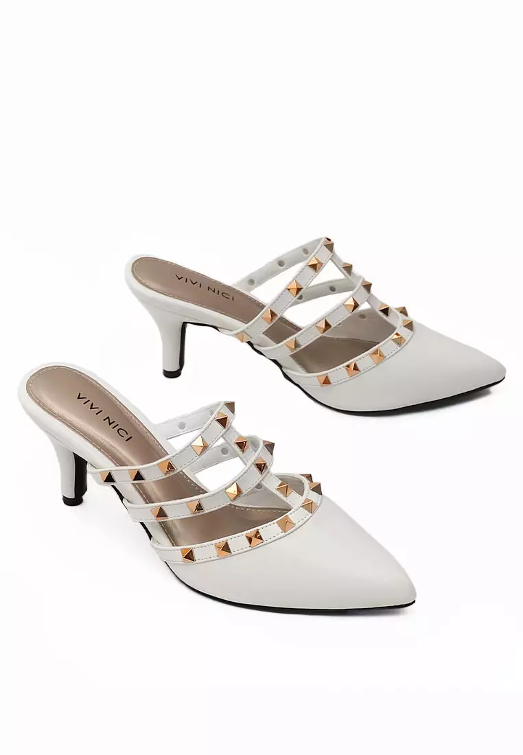 VIVI NICI - Annchi Sandal Mules Hak 7 cm Clean White