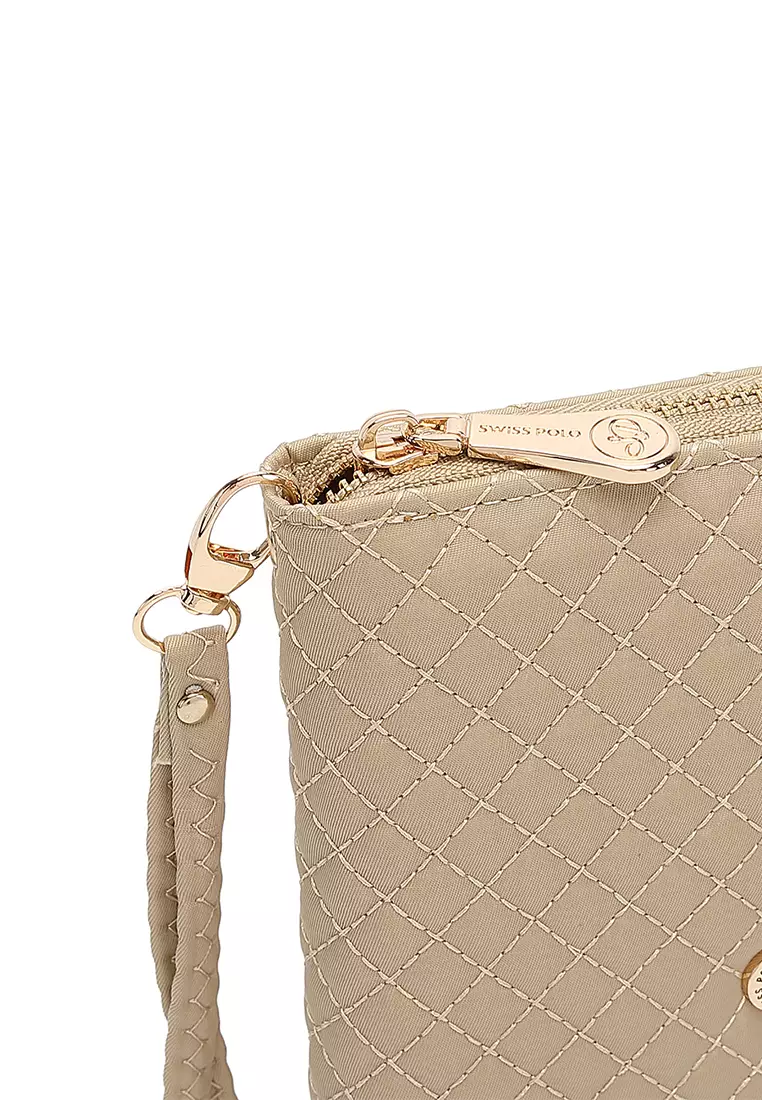 Quilted Long Purse / Wallet - Beige