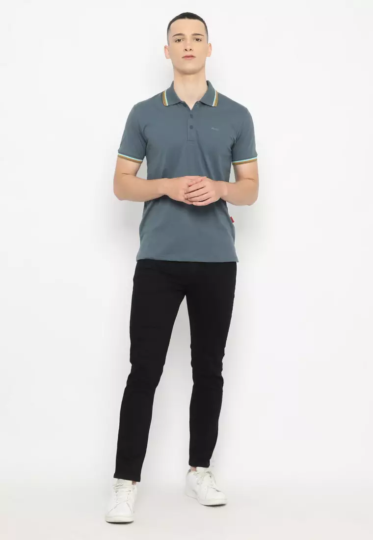 POLICE Polo Shirt Krah Stripes Pria 207200221