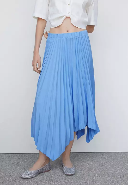 Pleated Asymmetric Skirt