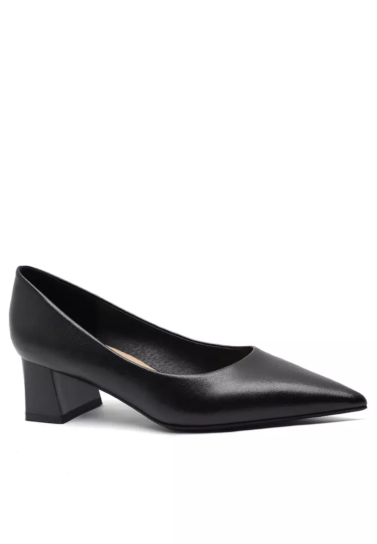 Black leather pumps clearance 2 inch heel