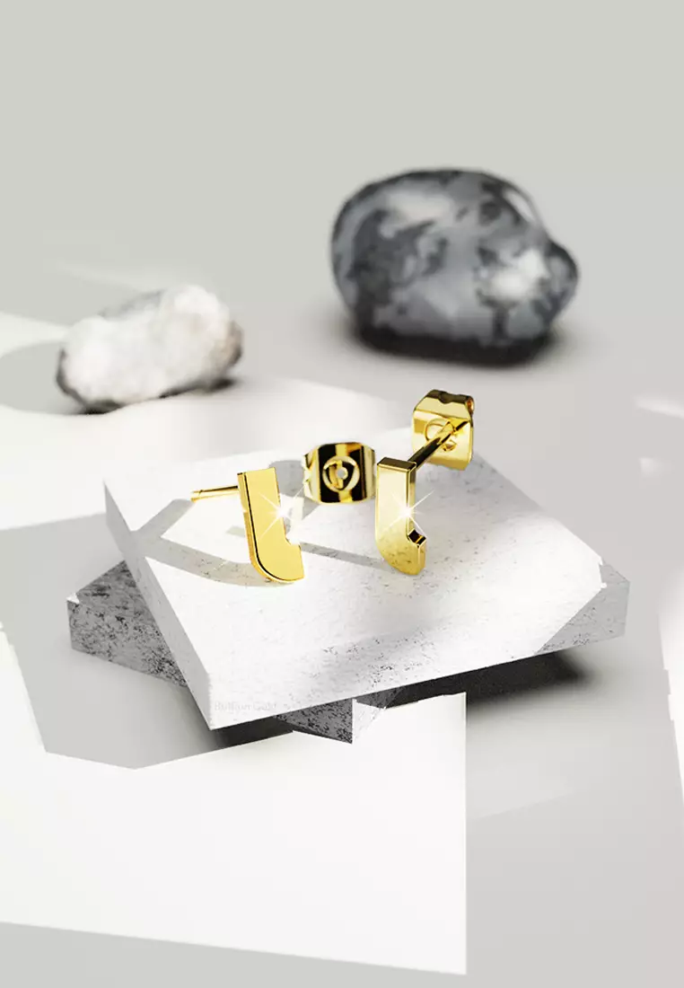 Bold Initial Alphabet Letter Earrings Gold Layered Steel Jewellery- L