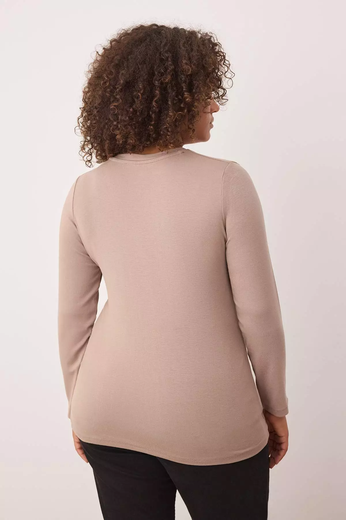 Mink Premium Soft Fabric V-Neck Fitted/Fits Body Flexible Knit Plus Size Blouse