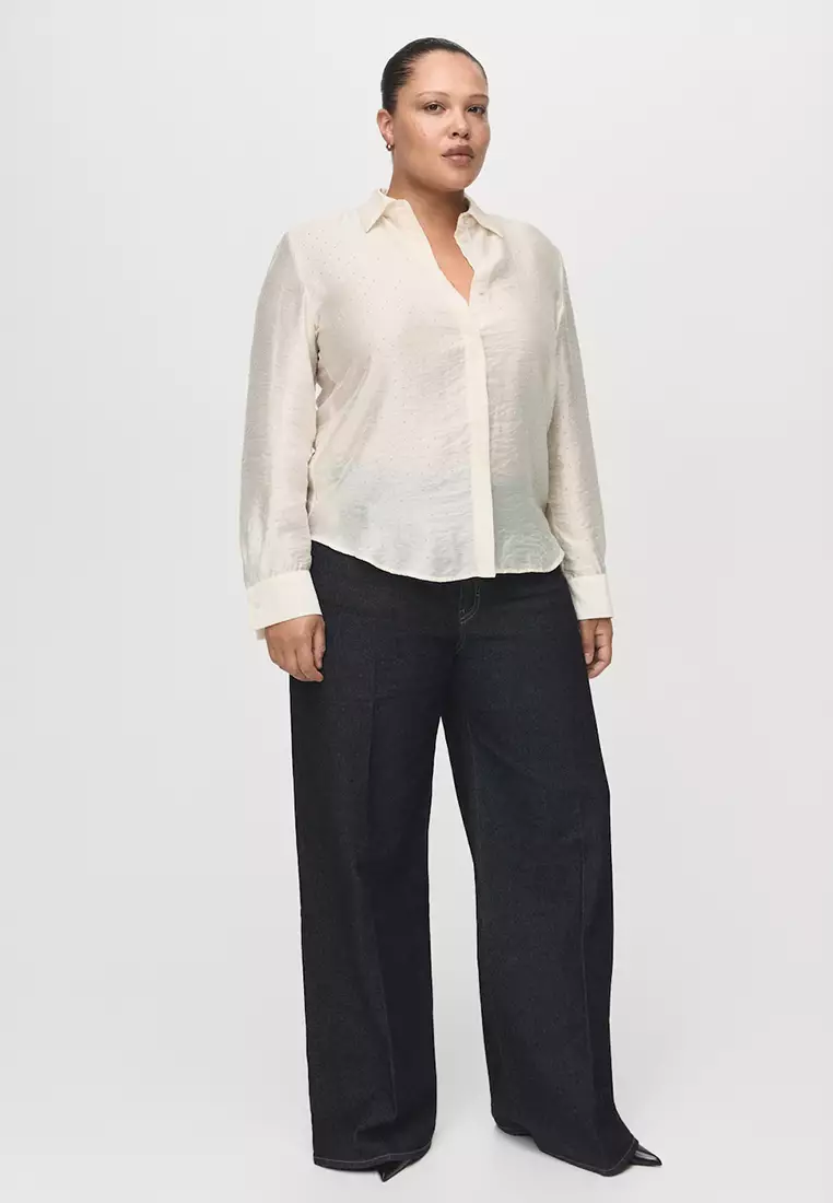 Satin Shirt with Rhinestones