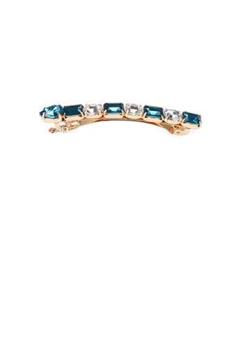 Glamorousky blue Fashion and Simple Plated Gold Geometric Hair Clip with Blue Cubic Zirconia 1D0D0AC10B8F71GS_1