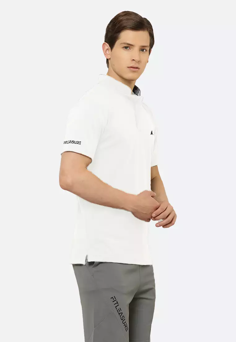 White Luxe Men's Athleisure Chinese Collar Designer Tee