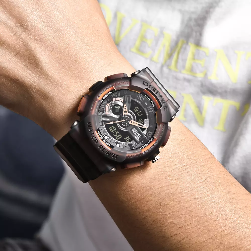 DIGITEC Jam Tangan Analog-Digital Pria DA-2020T Water Resist - BKT4B Black Transparant