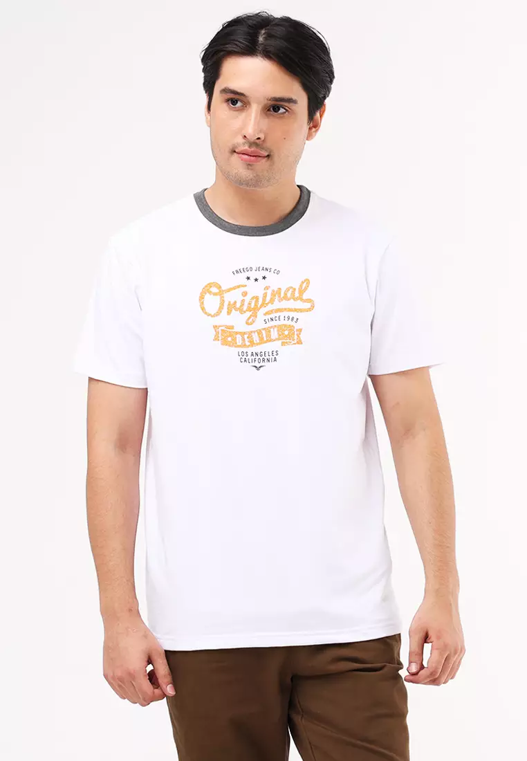 Freego Mens Round Neck Finelines Short Sleeve T-Shirt