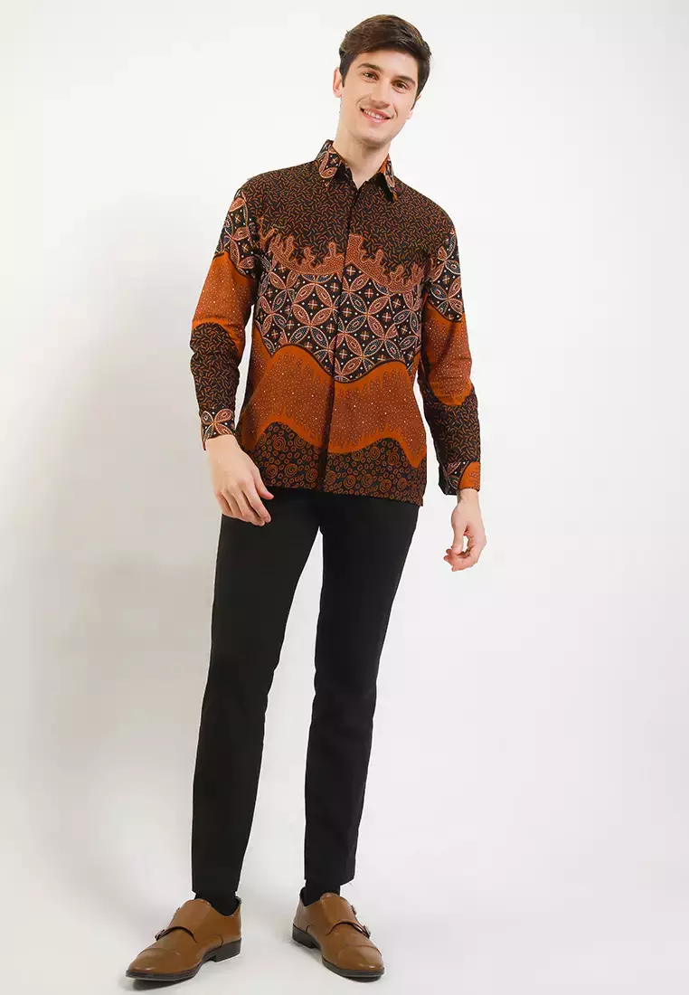 Kawung Kemeja Batik Exclusive Premium Pria Casual Modern Lengan Panjang