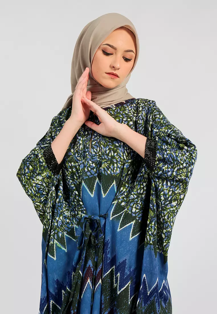 Kaftan Batik Tulis Zigzag Green