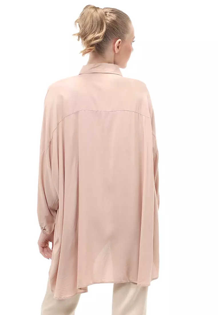 Kemeja Oversize Lengan Puff Front Button Opening Motif Solid Regular Fit - Milo