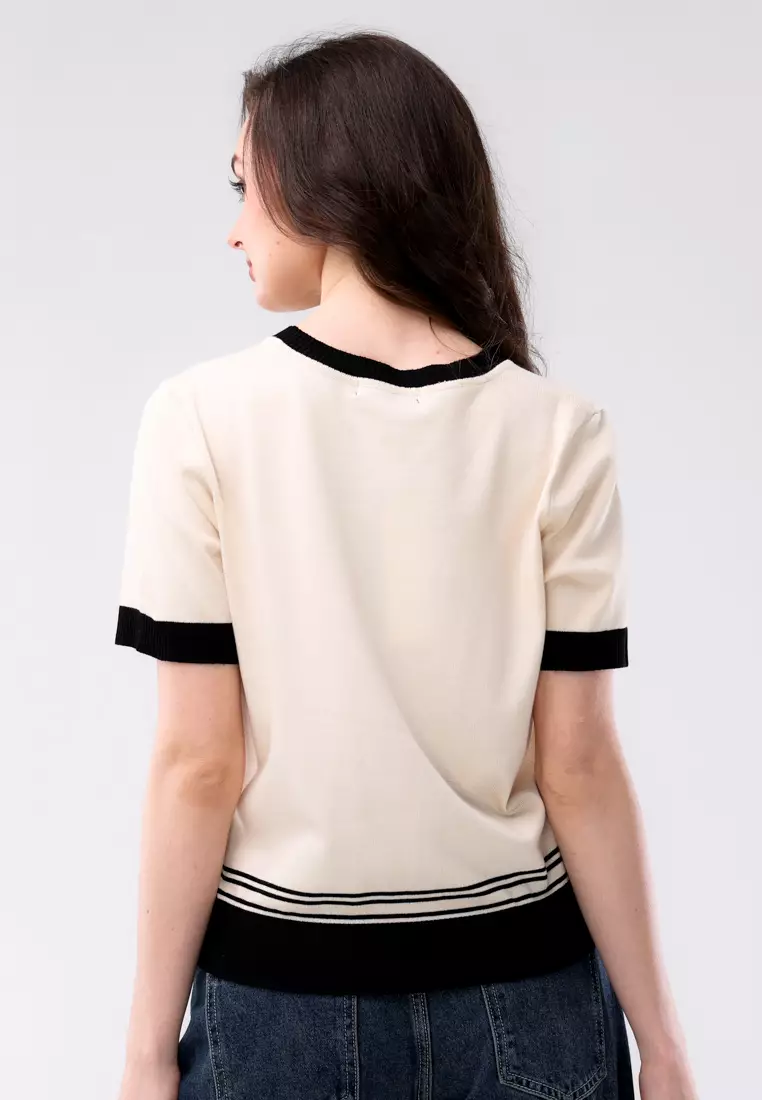 Knitted Short Sleeve Blouse