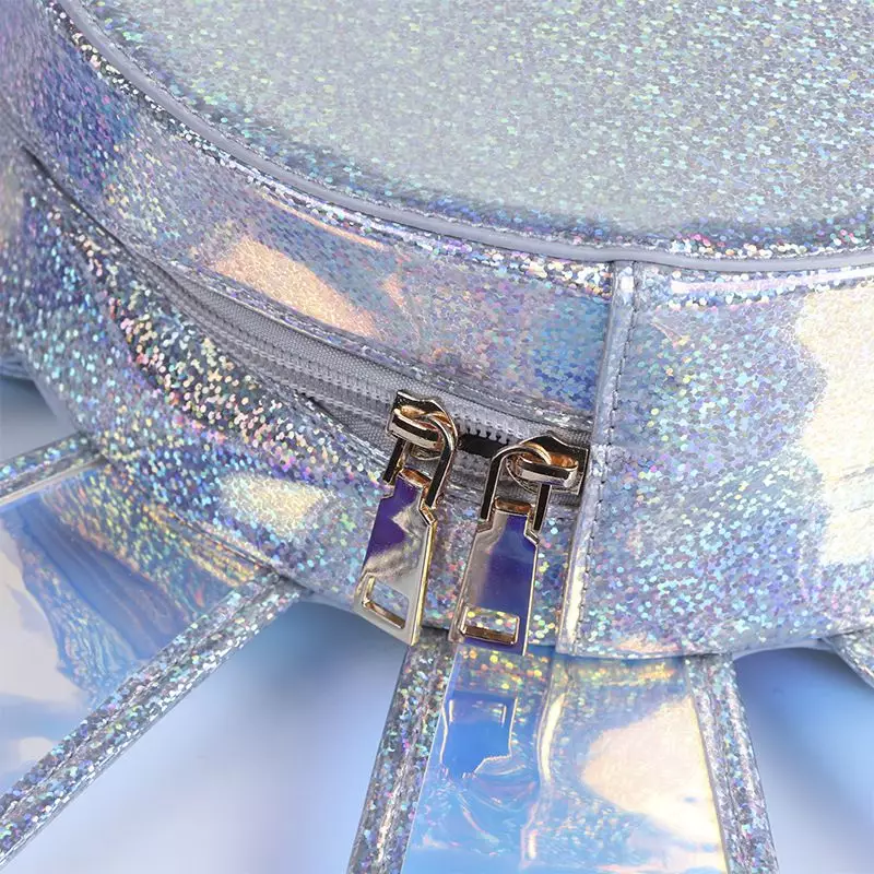 TAS RANSEL BACKPACK ANAK HOLOGRAM FLOWER - Silver