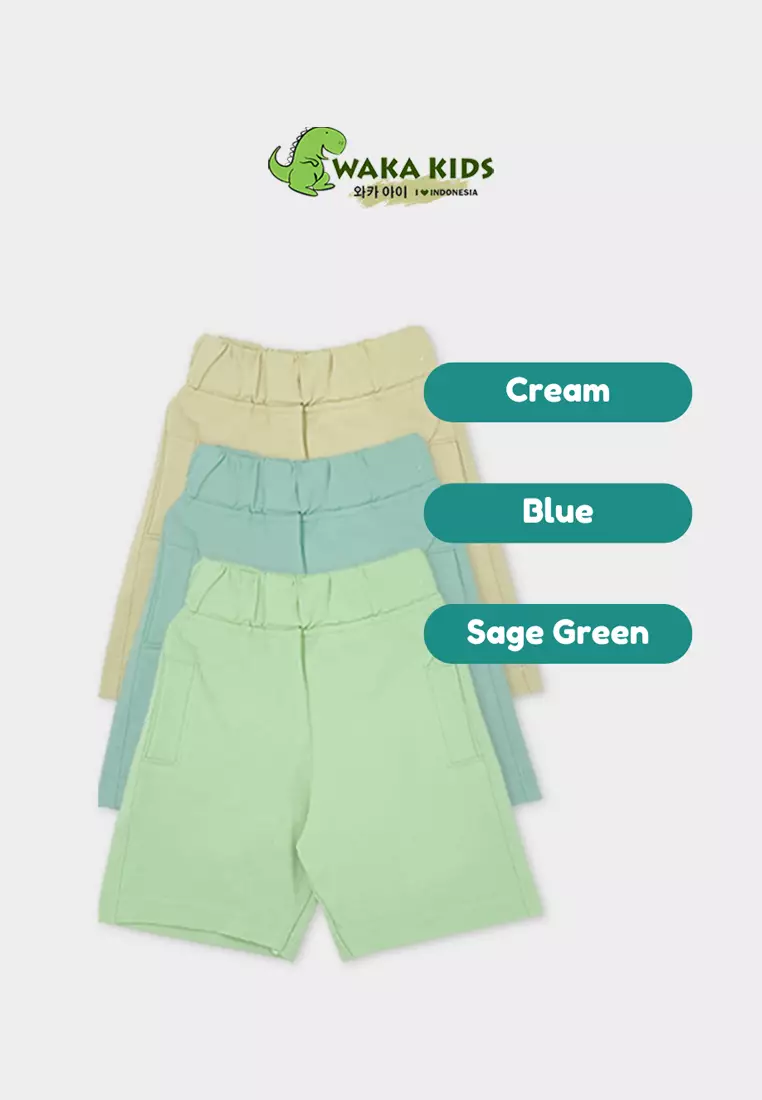 Wakakids Celana Pendek Anak Unisex Polos Basic Short Pants 4370 Vench Cream