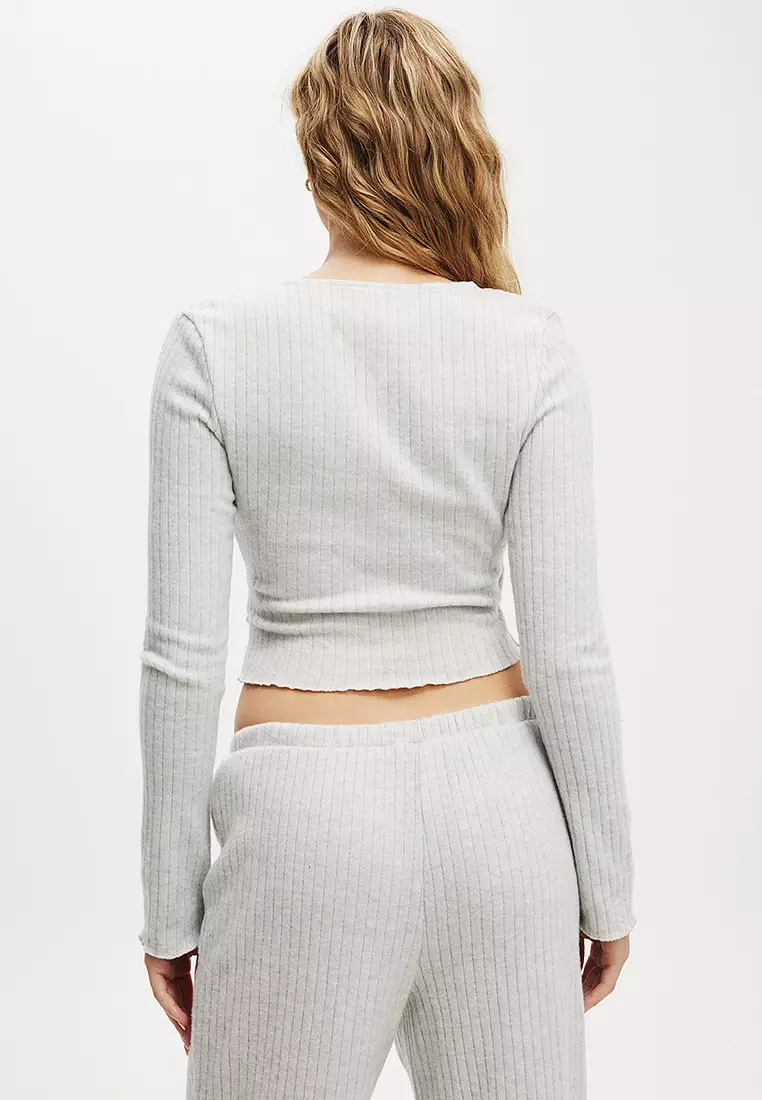 Super Soft Ribbed Wrap Top