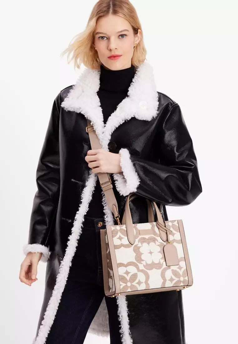 Kate Spade Flower Monogram Manhattan Chenille Small Tote Timeless Taupe Multi