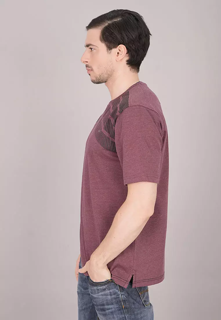 LGS - Kaos Casual Pria - Lengan Pendek - Maroon - Sablon Stripe - CTS.222.S3132.01.C