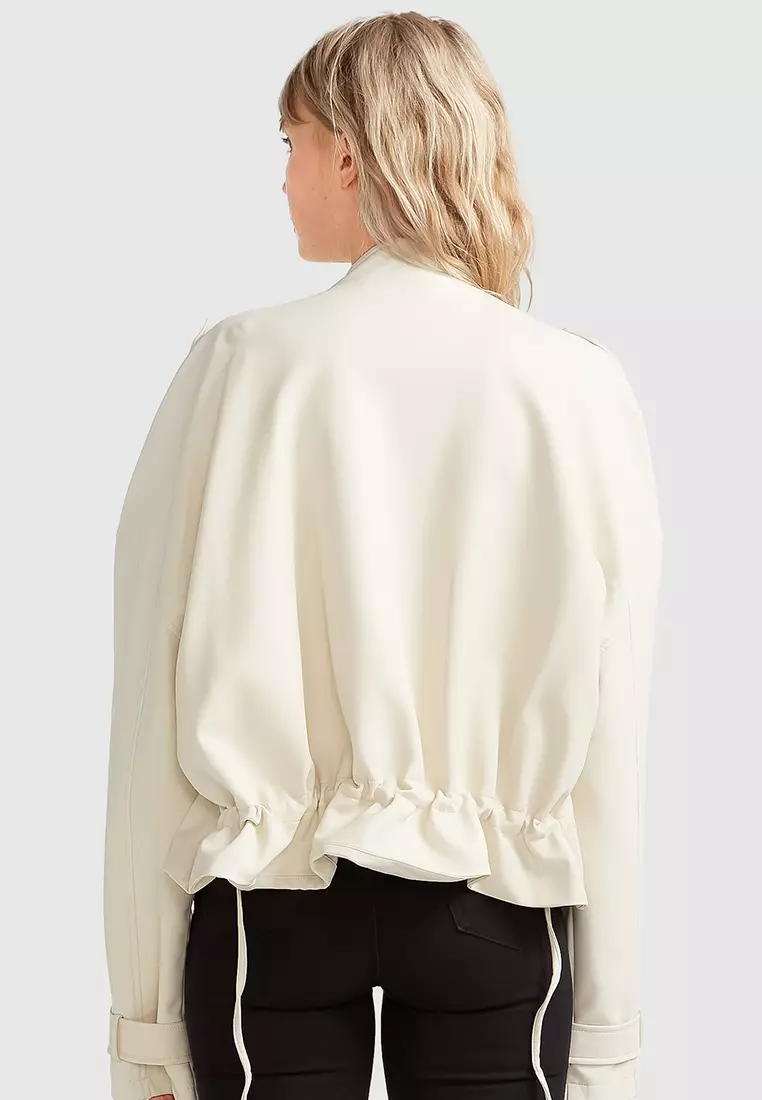 White leather look jacket shop