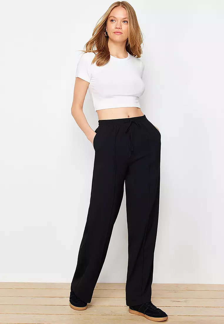 Elastic Waist Wide Leg Pants