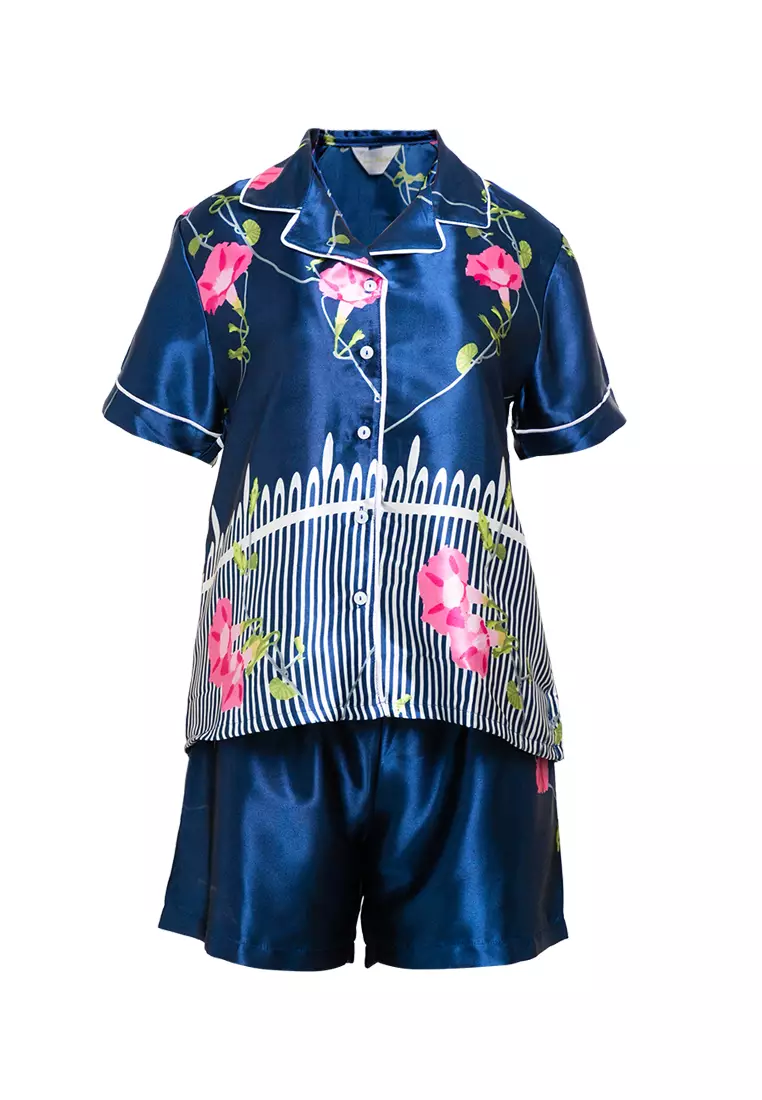 Pyjama Pijama Satin Silk Short Sleeve Short Pants Sleepwear