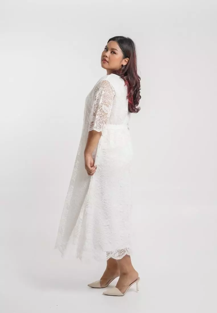 Plus Size Party Dress Jessaline Broken White