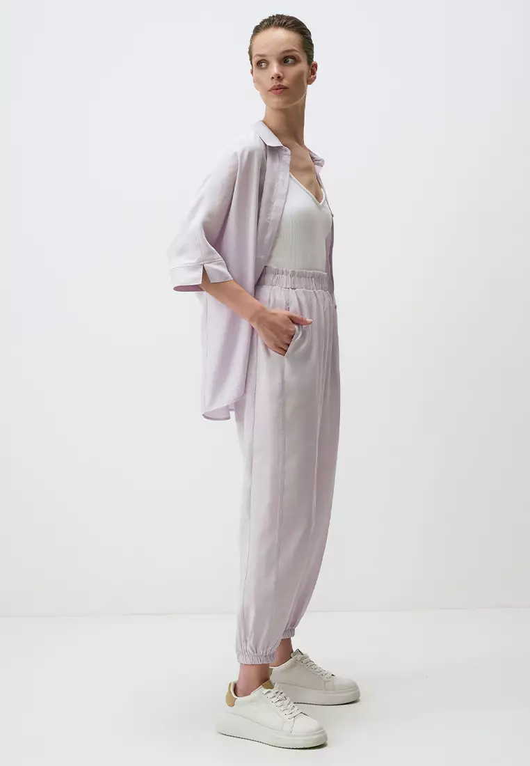 Jimmy Key Lilac Elastic Waist Narrow Leg Pockets Trousers