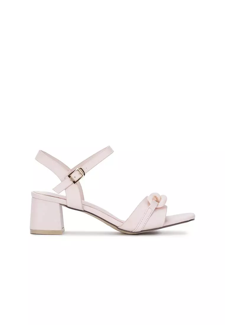 Pink sandals hotsell low heel