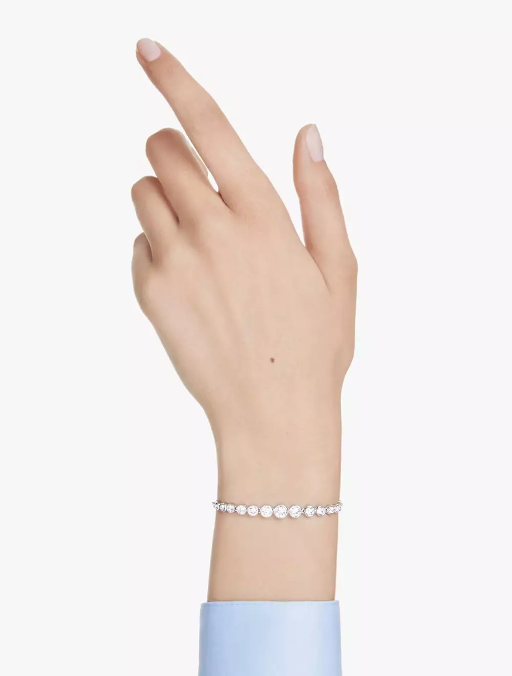 Imber Tennis bracelet, Mixed round cuts, White, Rhodium plated - M - WHITE